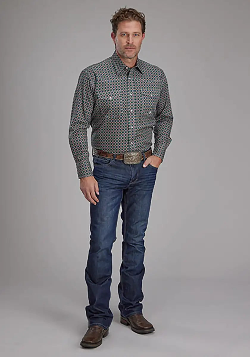 Roper Oak Forest Acorn Foulard (Brown) - Men's Western Shirt