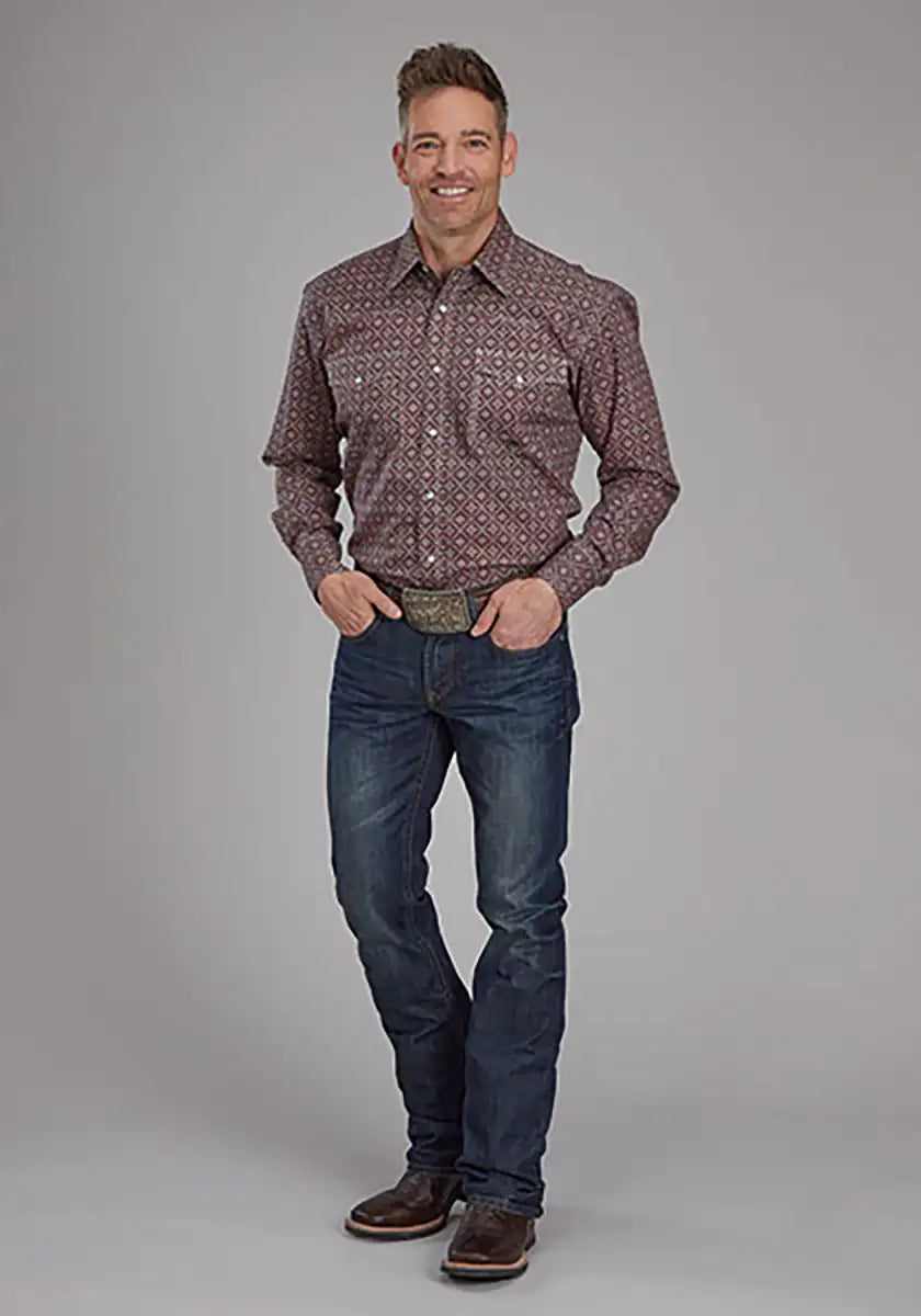 Roper Fall River Ginger Foulard (Brown) - Men's Western Shirt
