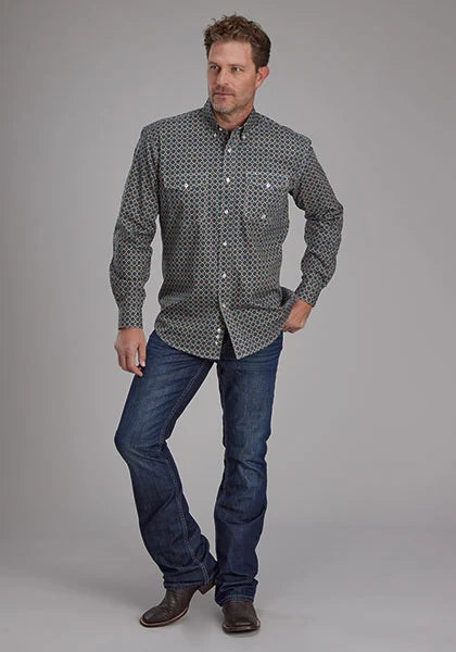 Roper 2151 Acorn Foulard (Brown) - Men's Western Shirt