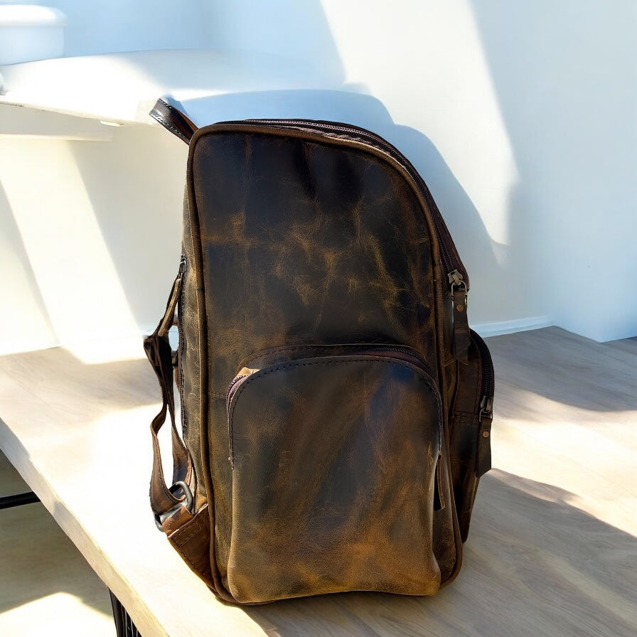 Cowboy hand tooled leather Backpack