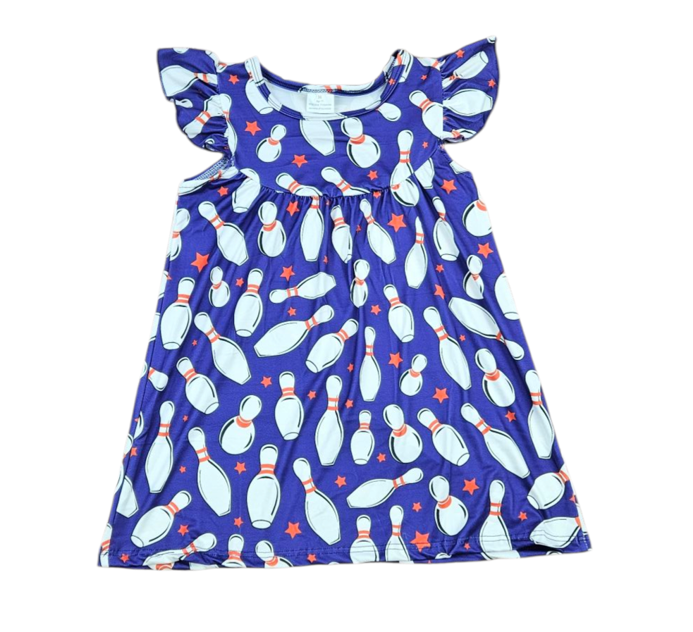 Bowling Milk Silk Flutter Dress