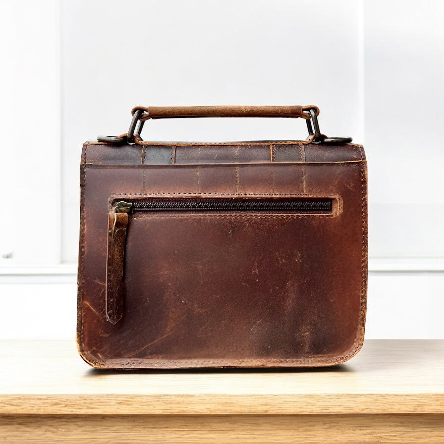Mini vintage leather crossbody bag