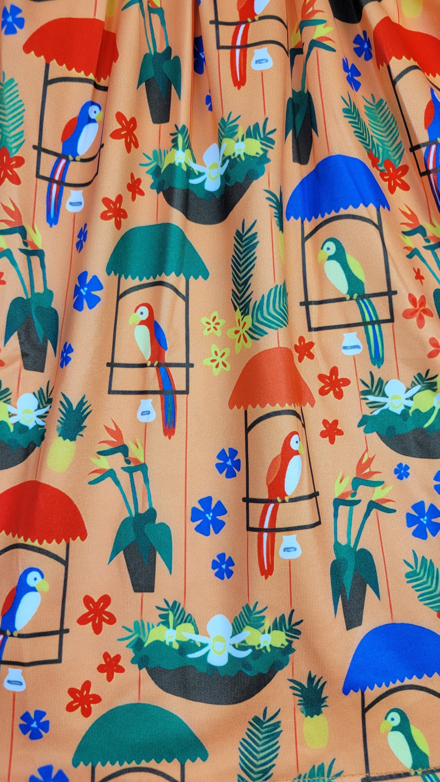 Tiki Room Short Sleeve Milk Silk Dress