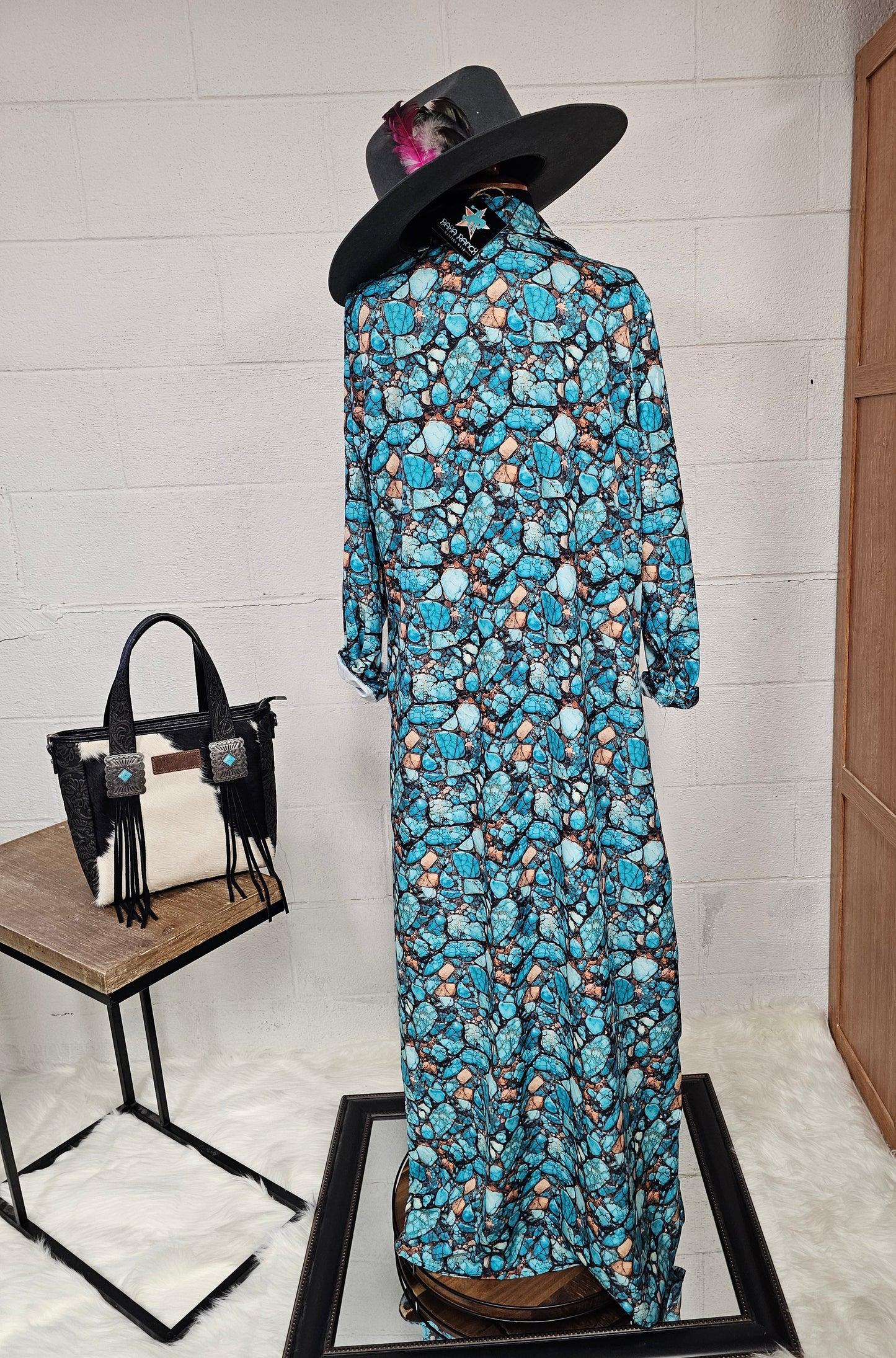 All Turquoise Long Duster Dress