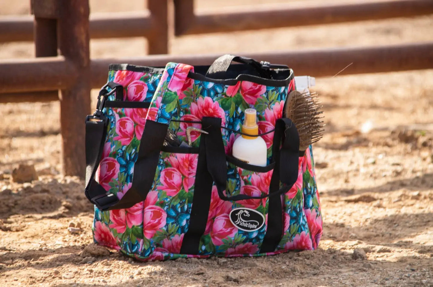 Turquoise Floral Grooming Tote