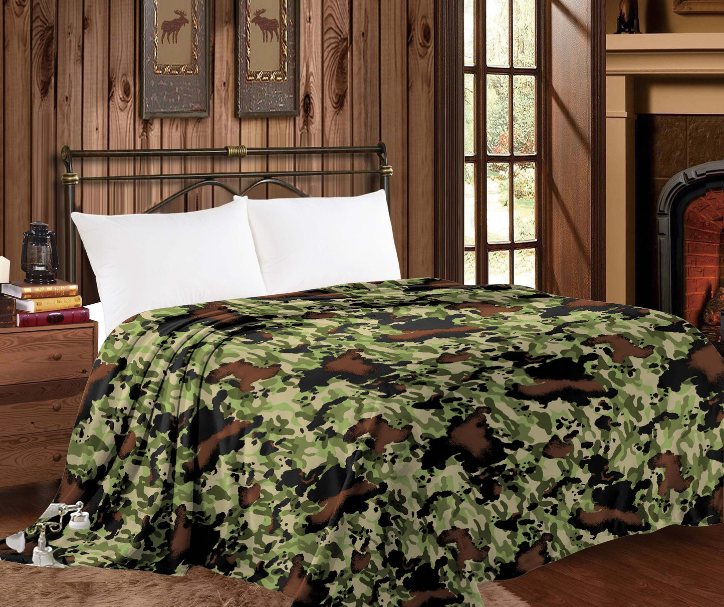 Thin Throw Blanket - Green Crowprint