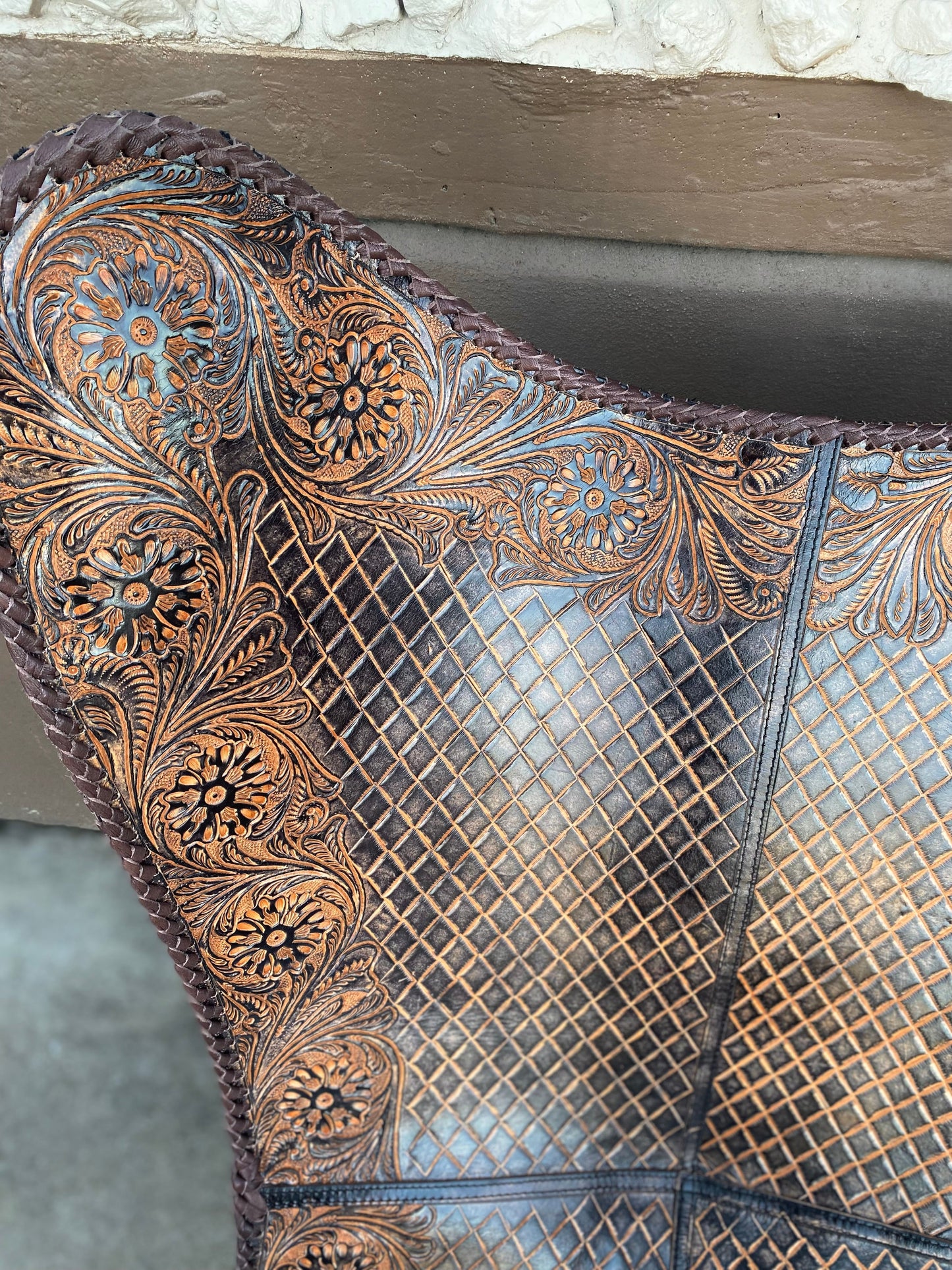 Brown Tooled Leather Butterfly Chair