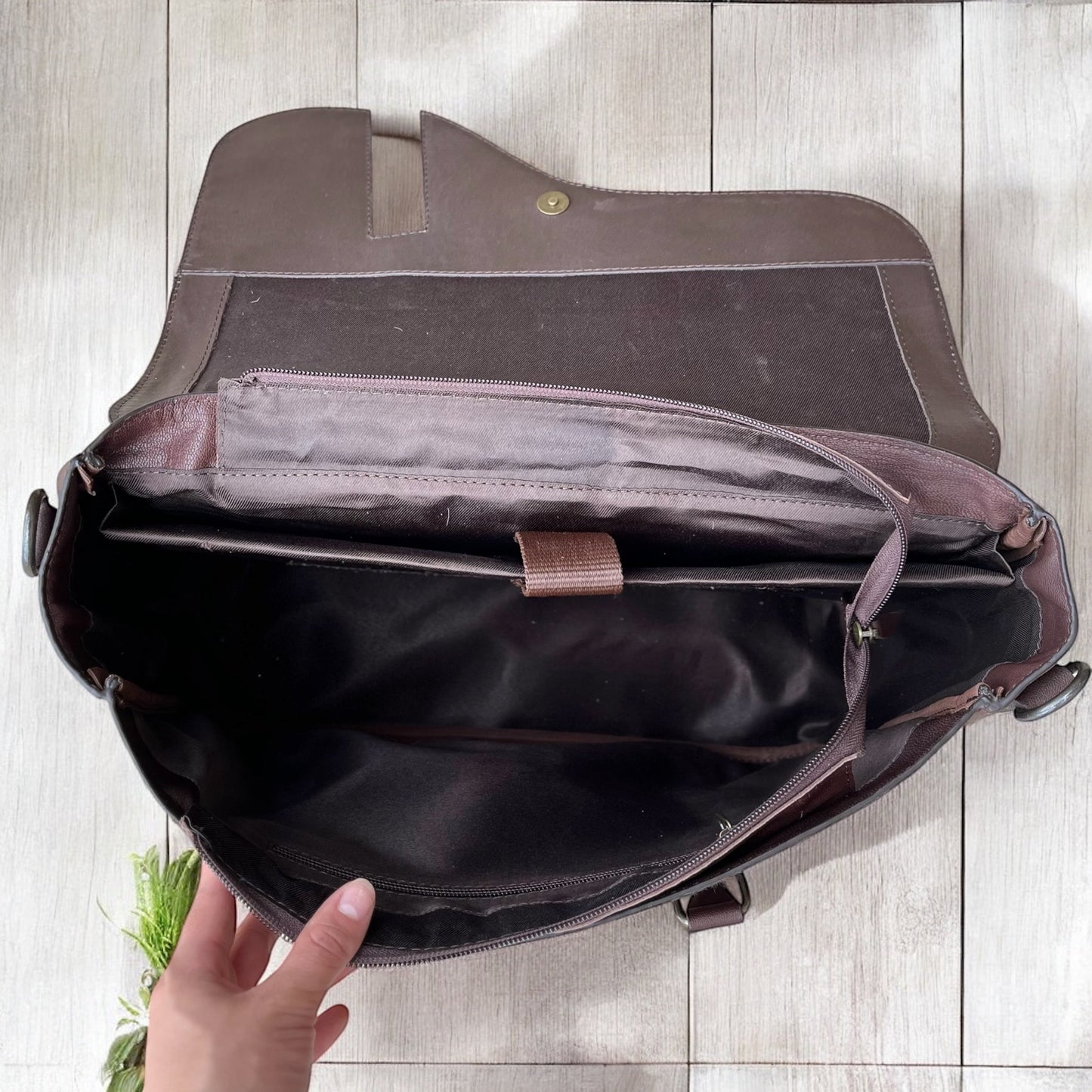 Tooled leather & cowhide carry shoulder bag