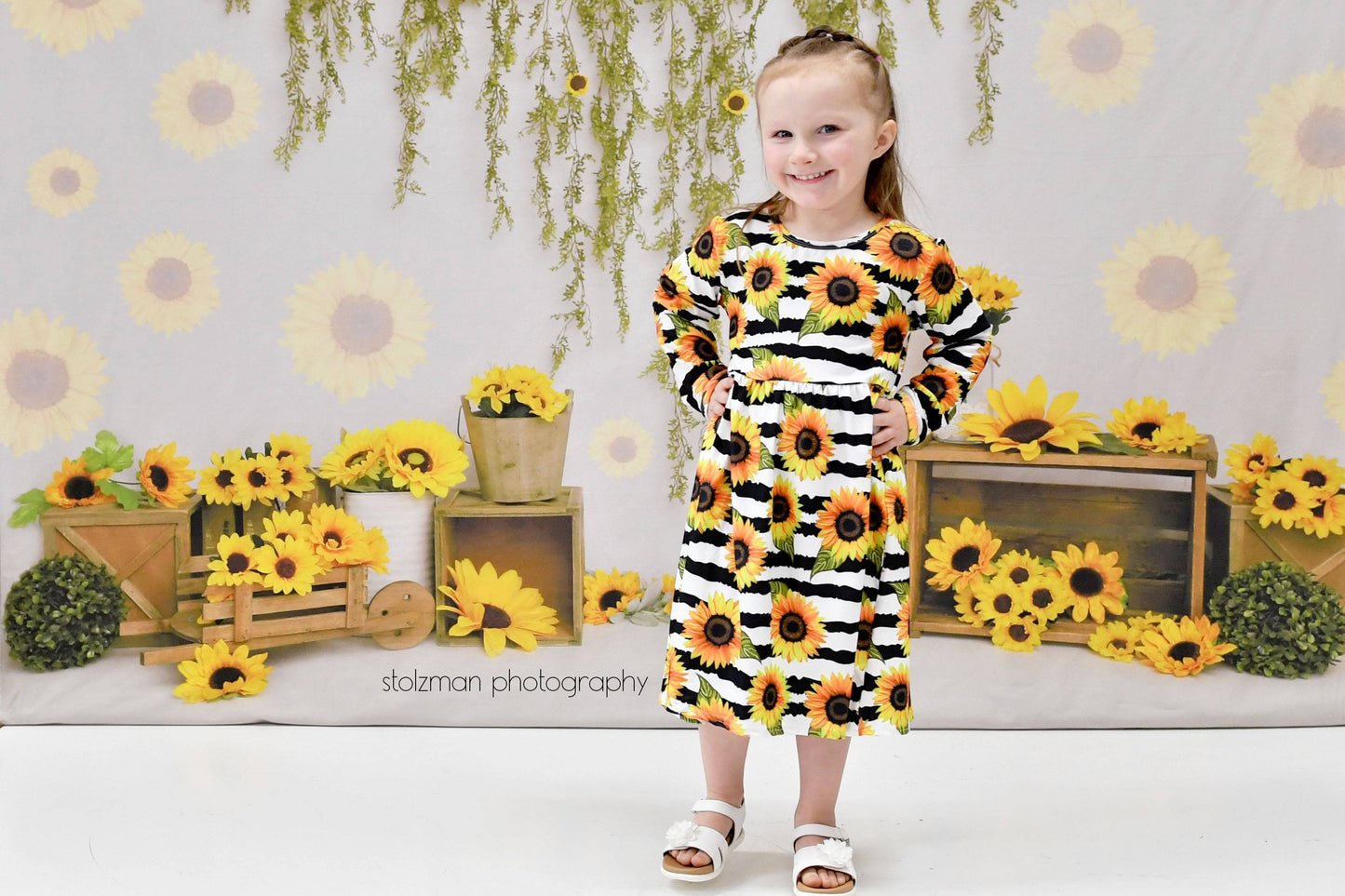 Sunflower Long Sleeve Milk Silk Dress