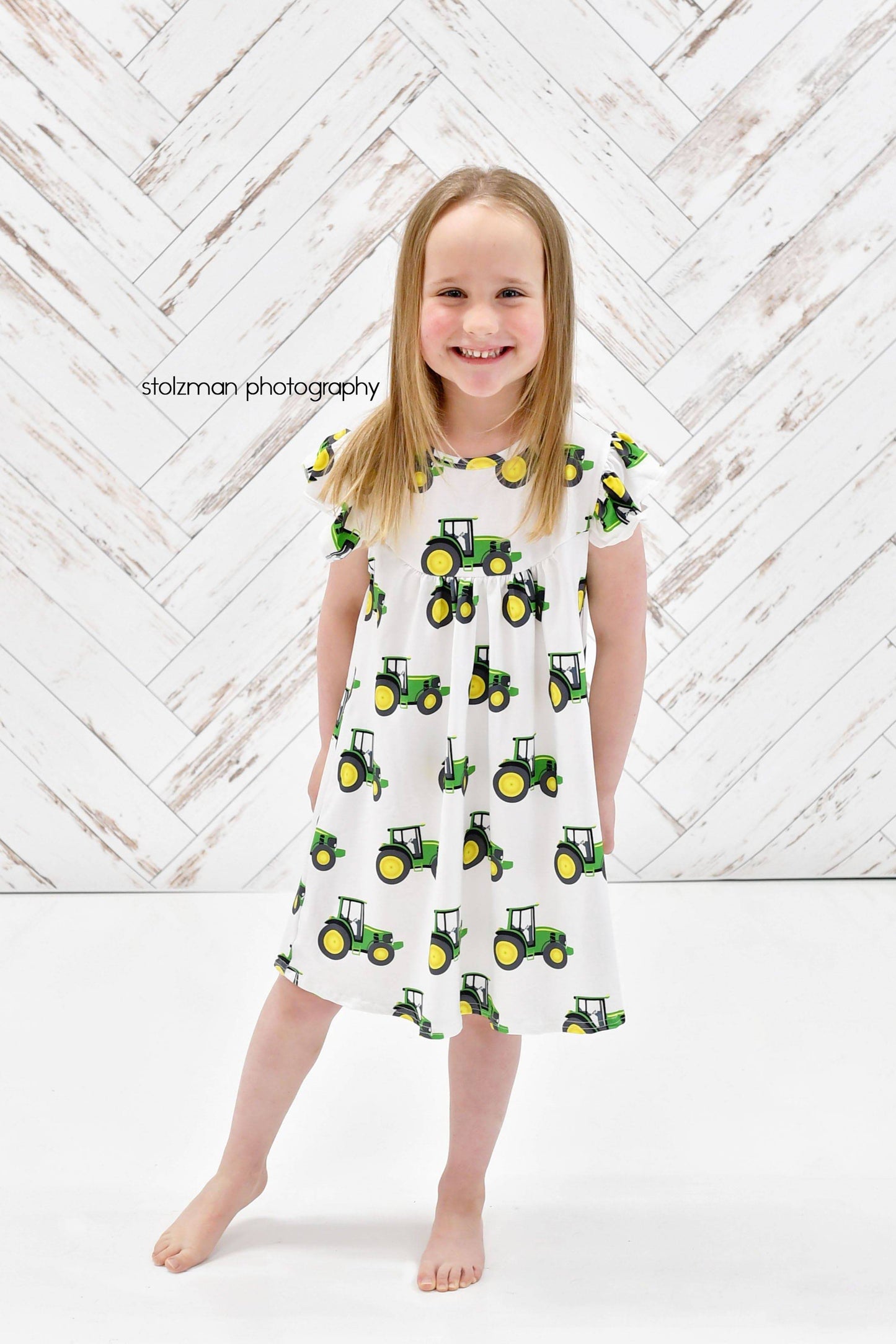 Tractor Milk Silk Flutter Dress