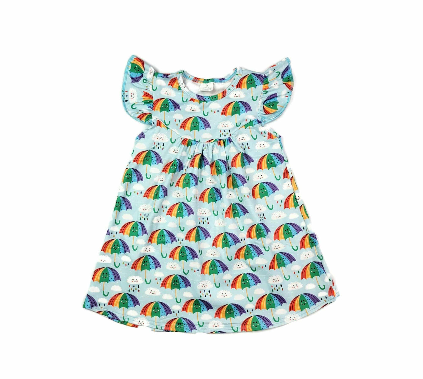 Rainbow Umbrella Milk Silk Flutter Dress
