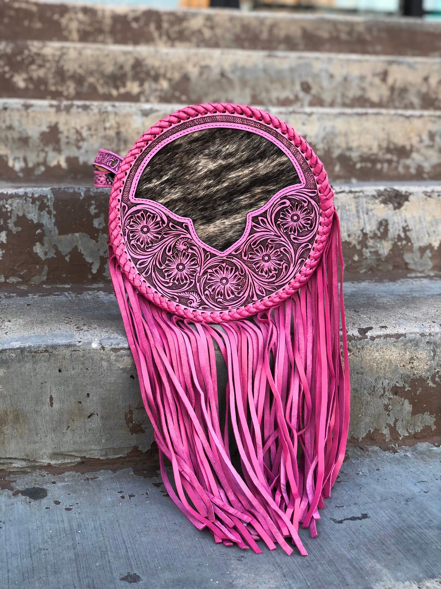 Pink Cowhide Canteen Bag
