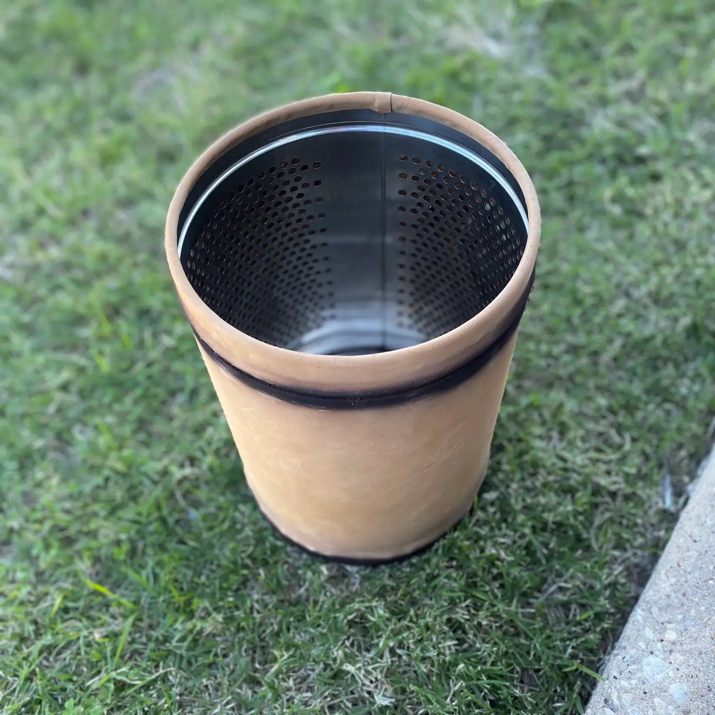 Burn Leather Basket Bin