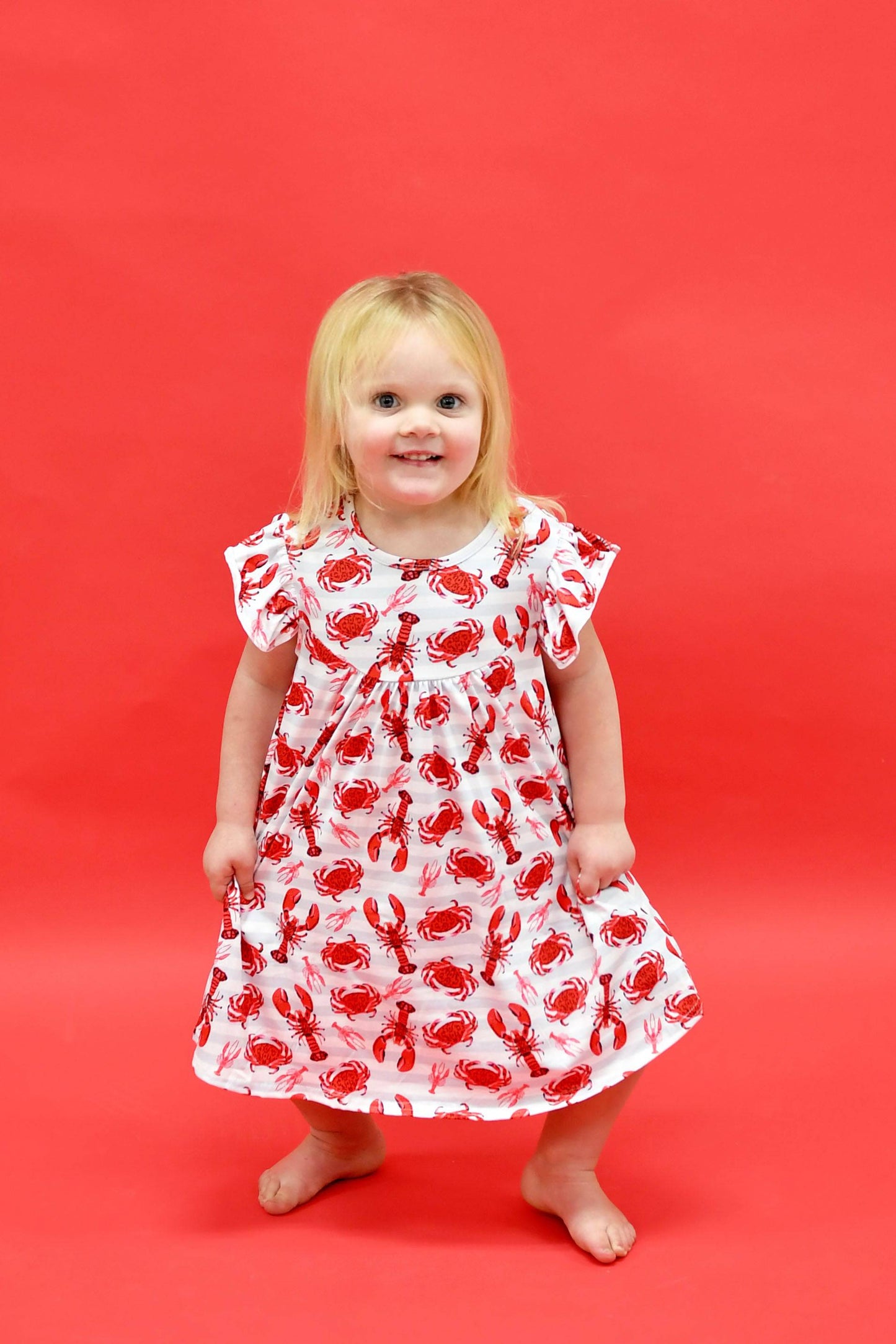 Crustacean Milk Silk Flutter Dress