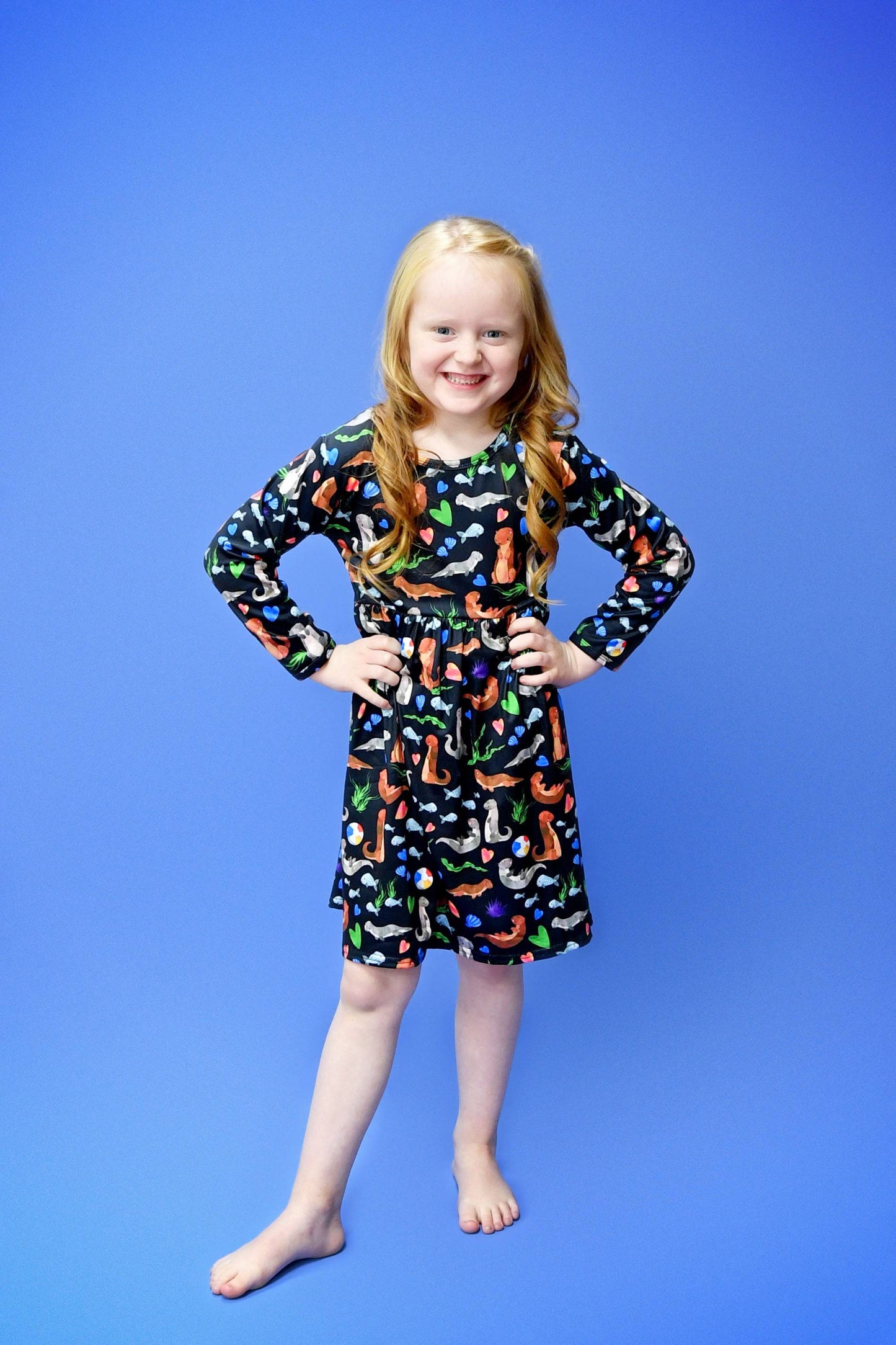 Otter Have Fun Long Sleeve Milk Silk Dress