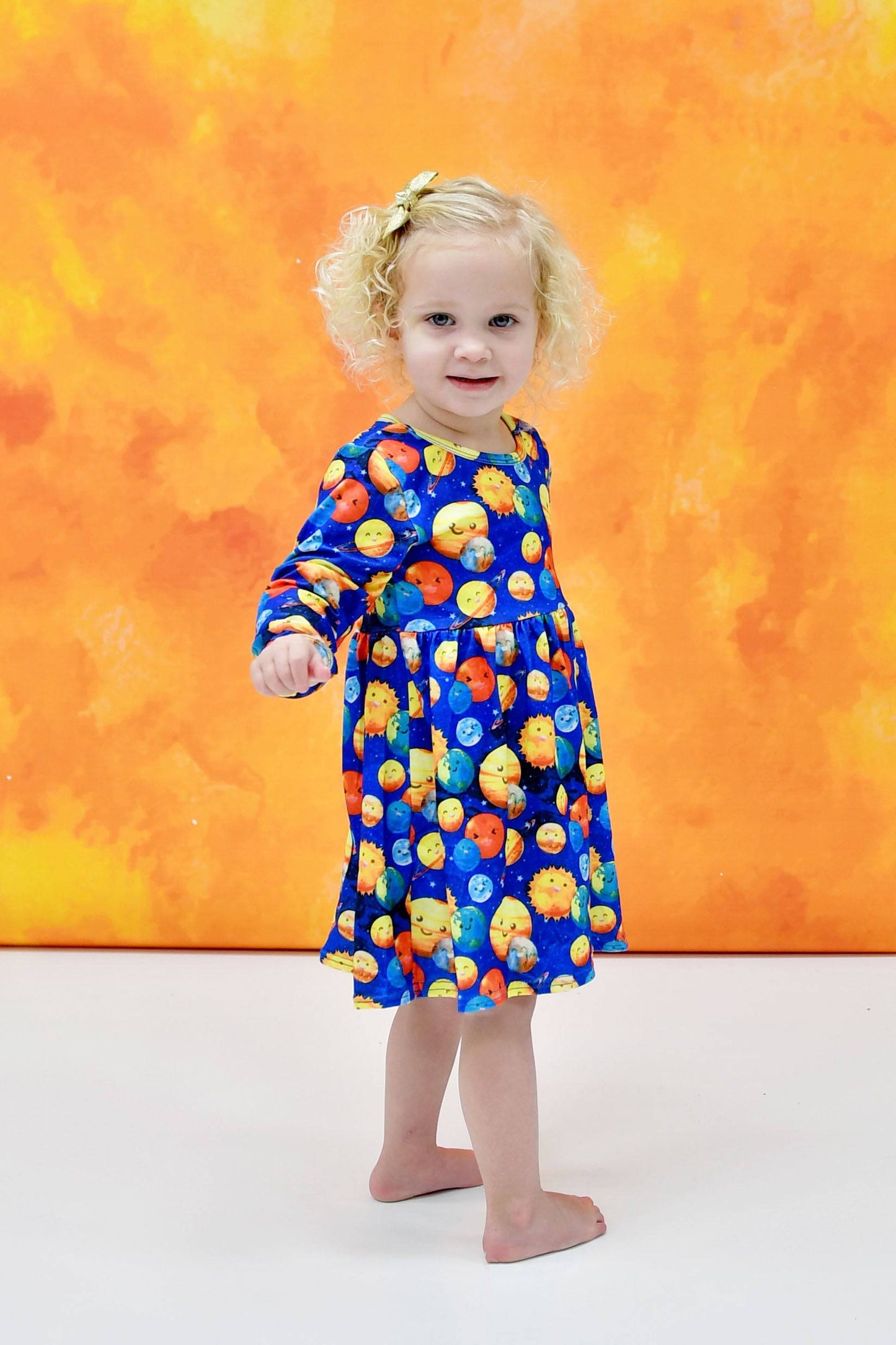 Solar System Long Sleeve Milk Silk Dress