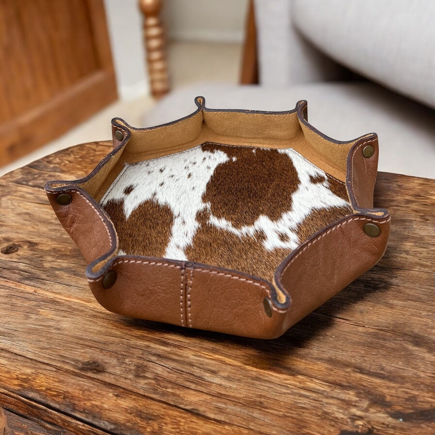 Hexagon cowhide Tray