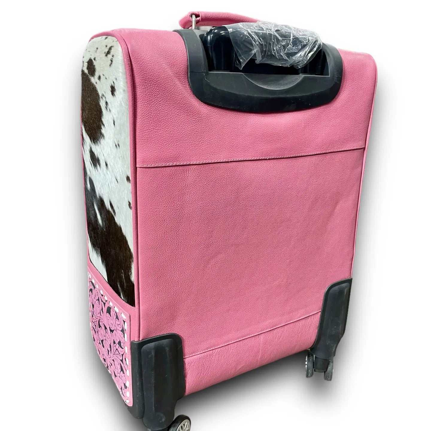 Pink Cowhide Rolling Luggage