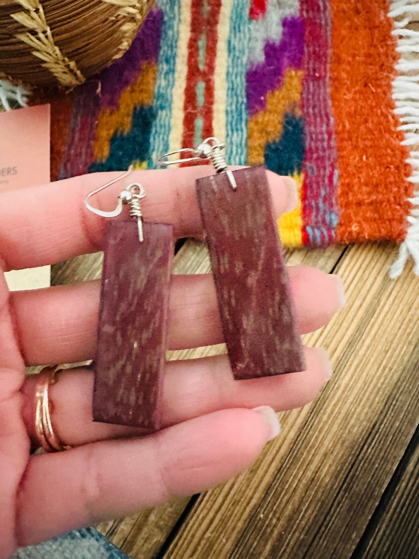Handcrafted Multi Stone Inlay Slab Dangle Earrings