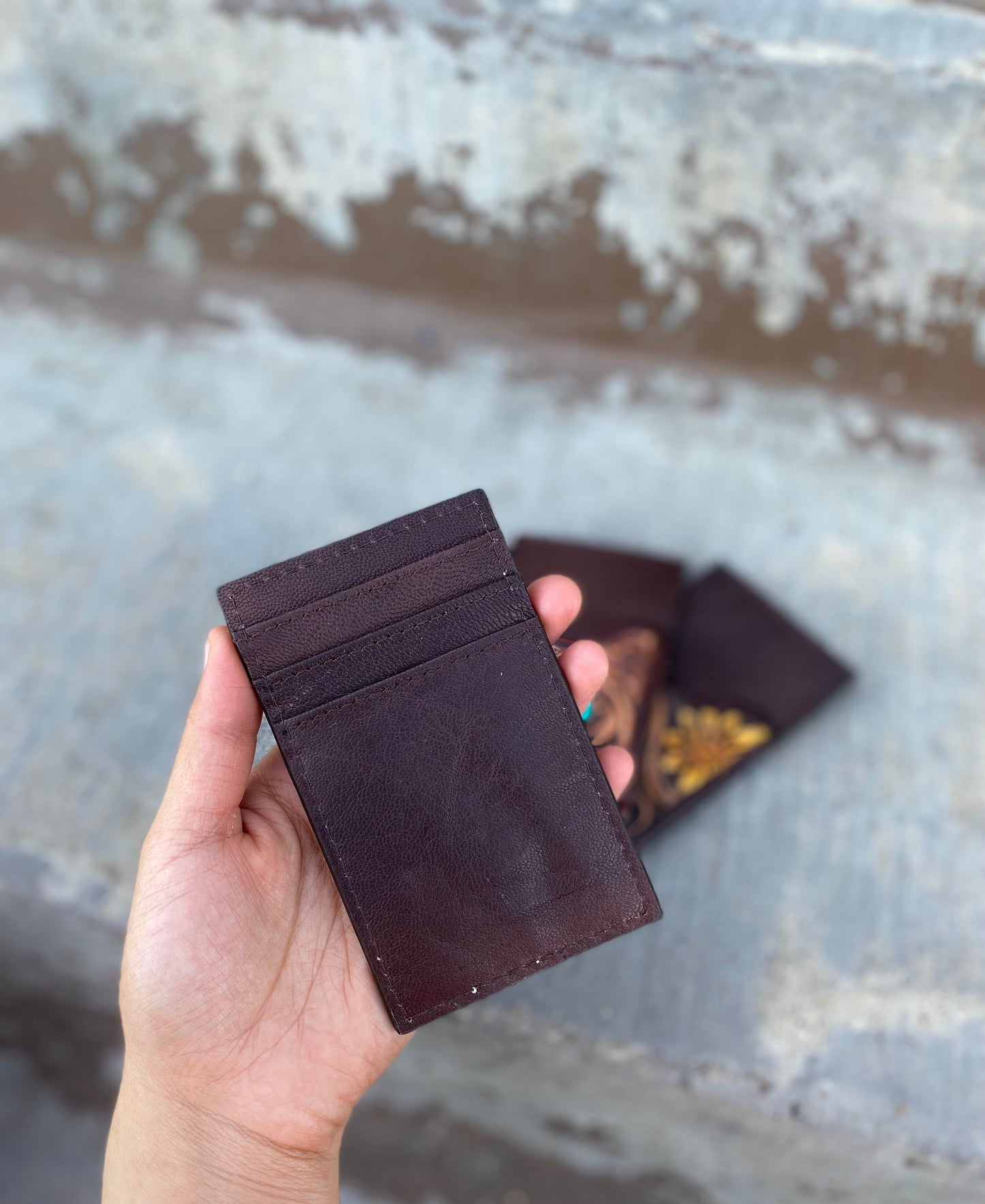 Stone Leather credit card wallet