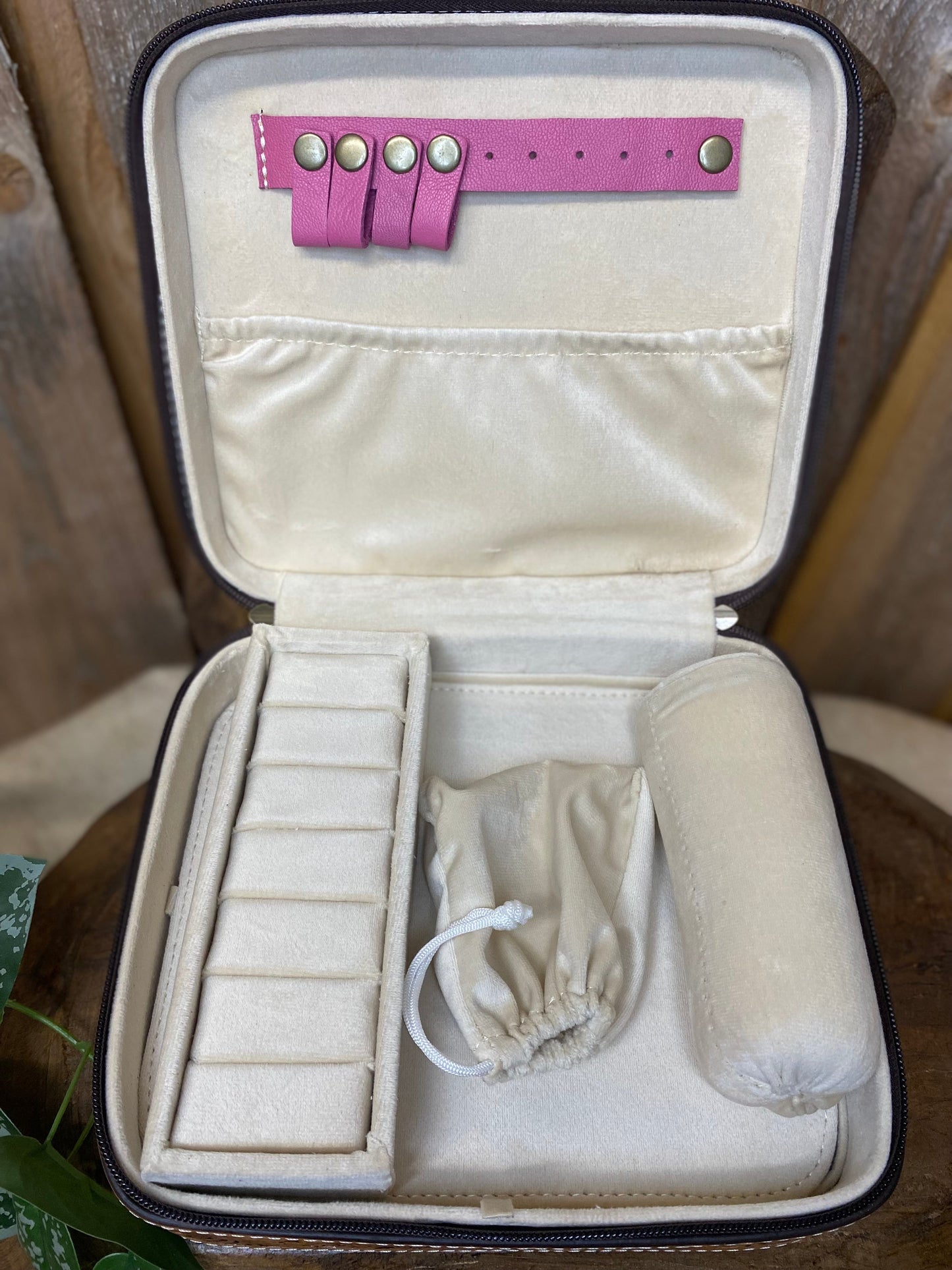Pink BootStitch Suede Leather & Tooled Jewelry Box