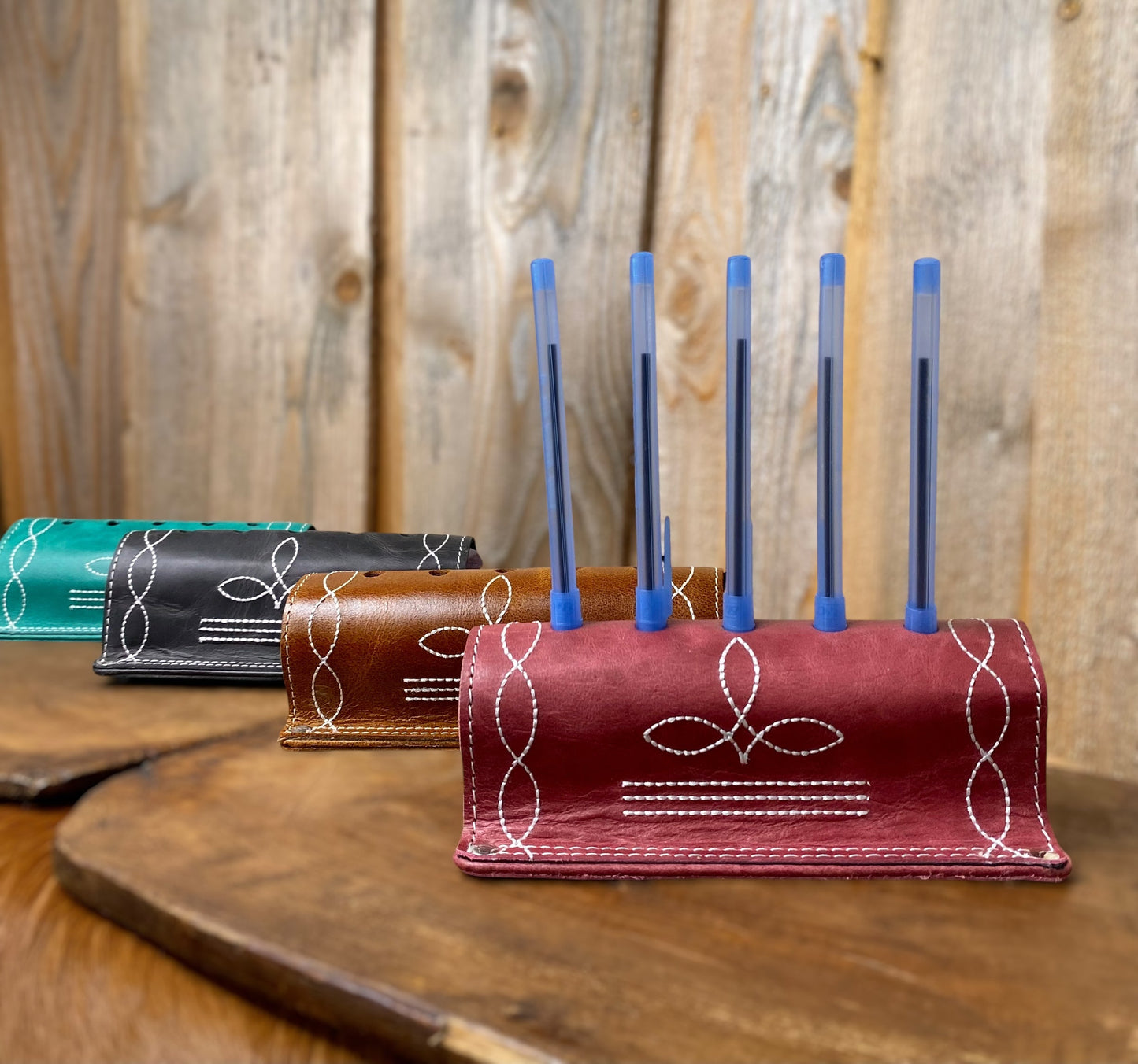 Burn Pink Bootstitch Pencil Holder