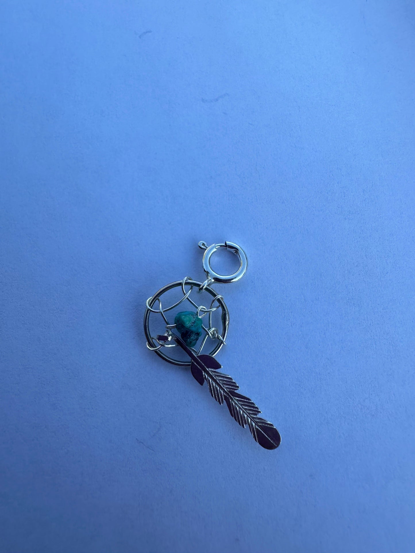 Handcrafted Sterling Silver Turquoise Dream Catcher Charm