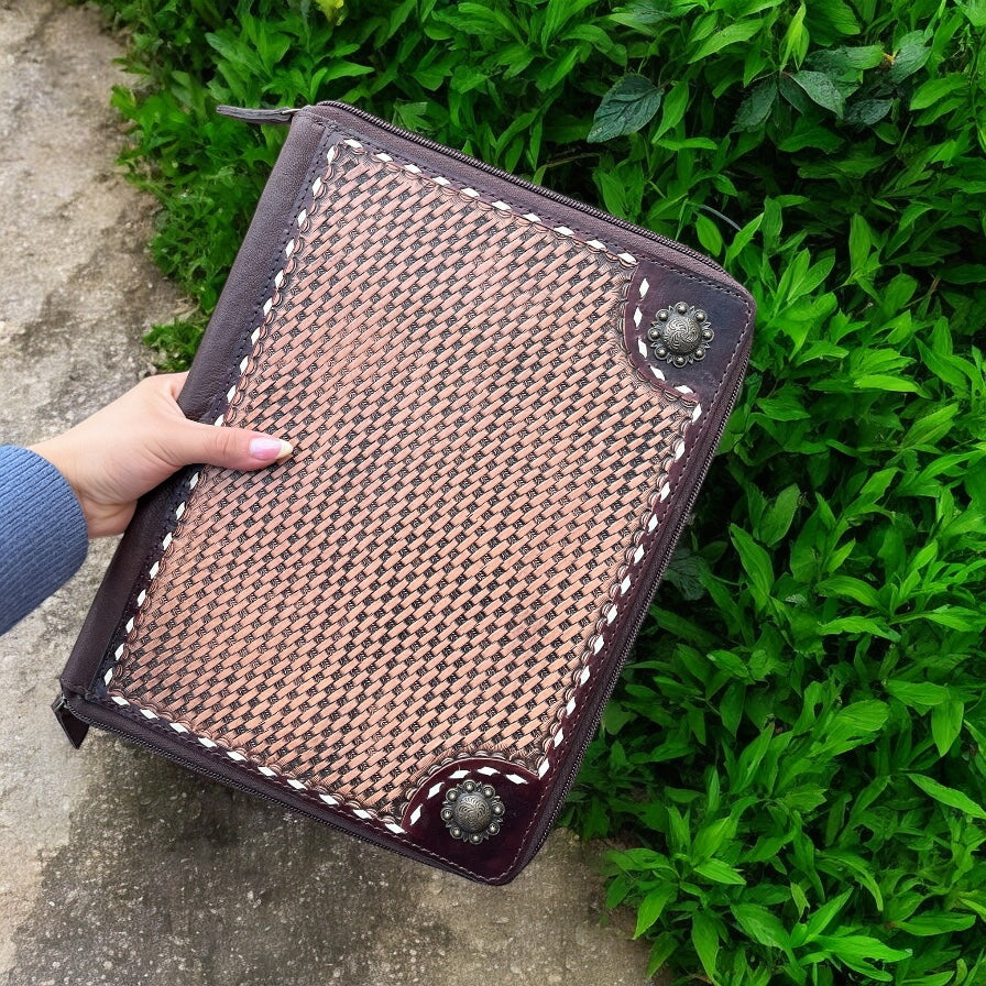 Basketweave tooled folder