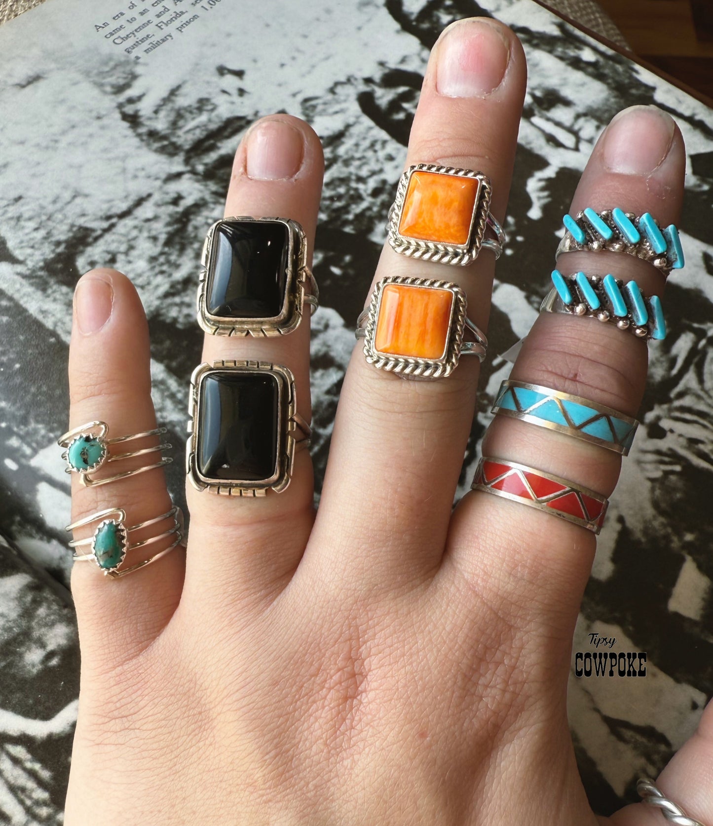 Black Onyx Rectangle Size 6&6.5 Ring