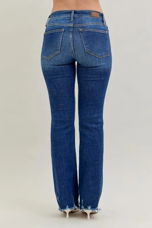 Judy Blue Plus Size Mid Rise Non Distressed Hem Bootcut Jeans