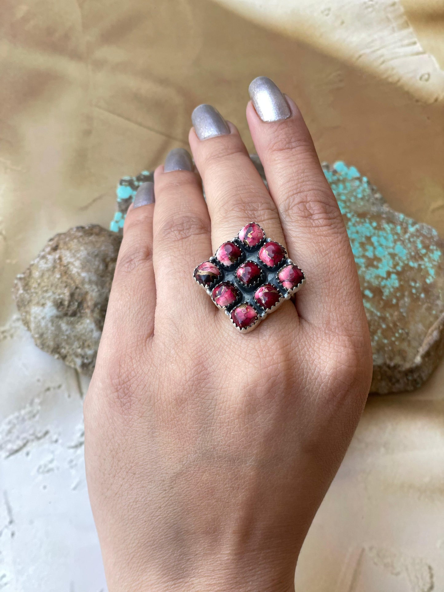 Beautiful Handmade Dahlia Rose And Sterling Silver Adjustable Ring