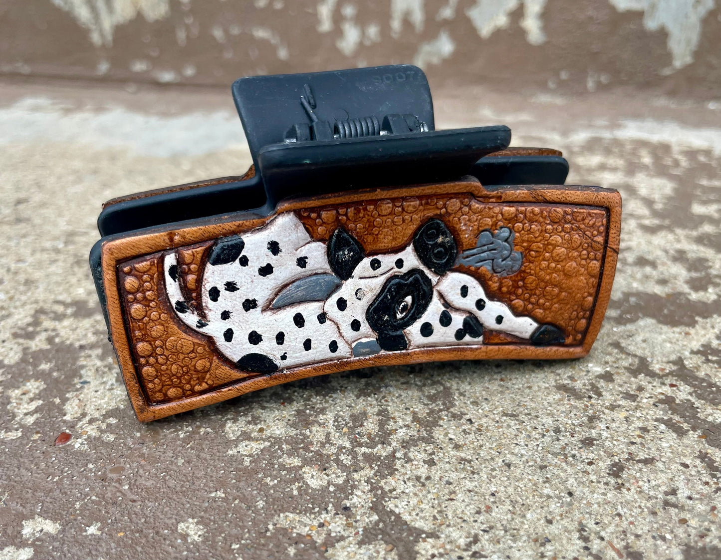 Highland Cow Tooled Leather Hair Claw Clips 3”