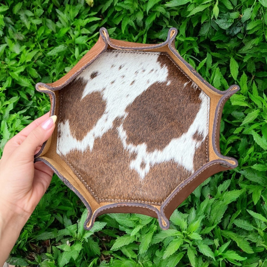 Hexagon cowhide Tray