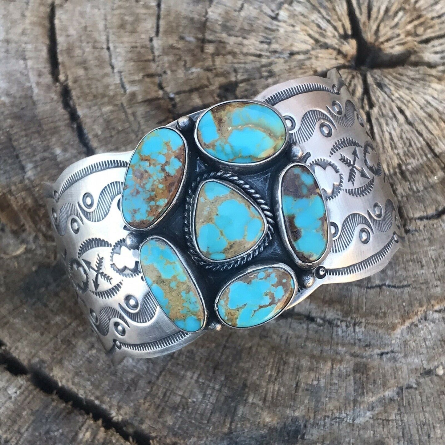 Navajo Sterling Silver Royston Turquoise Cuff Bracelet By Benson Shorty