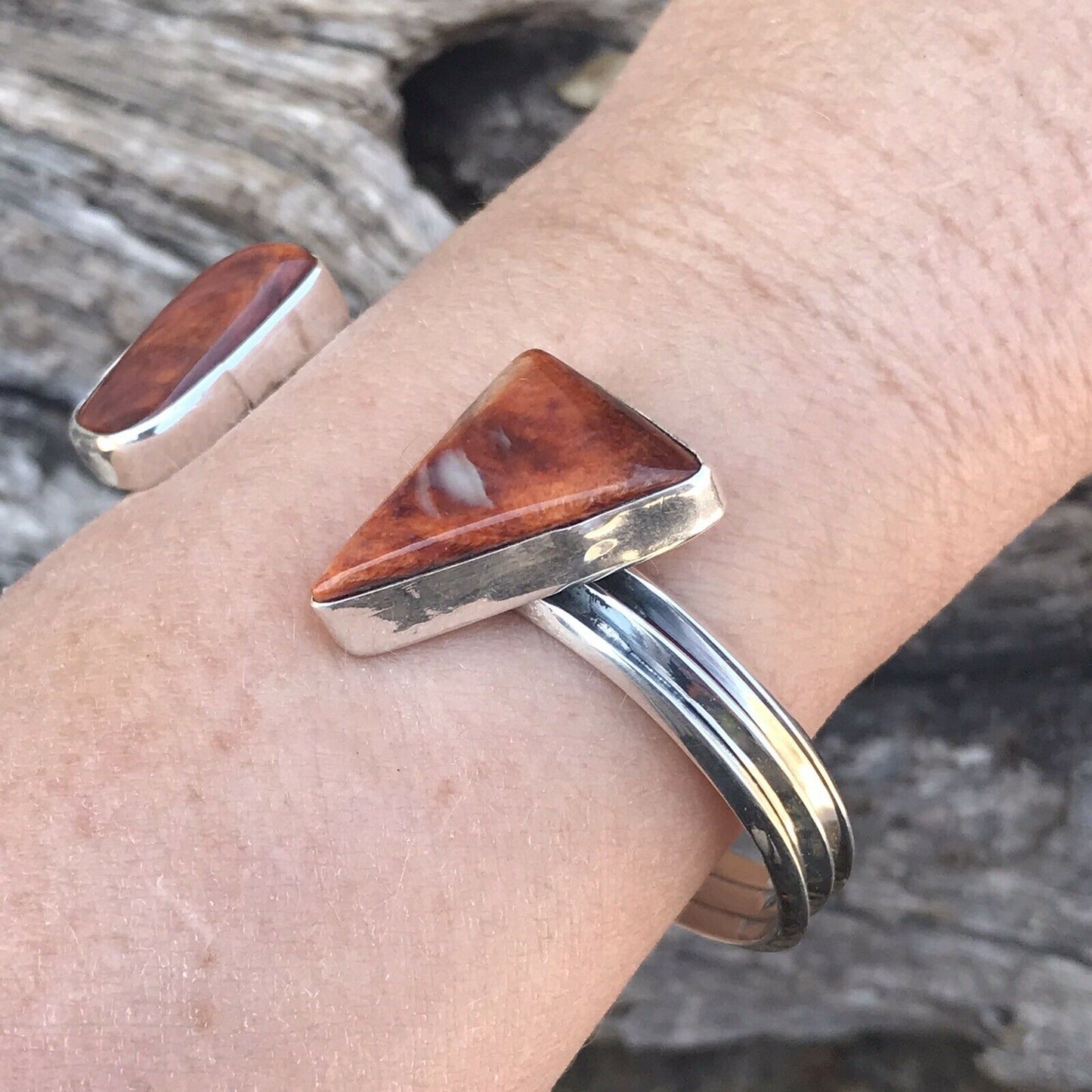 Navajo Spiny Oyster & Sterling Silver  Bracelet Cuff Signed