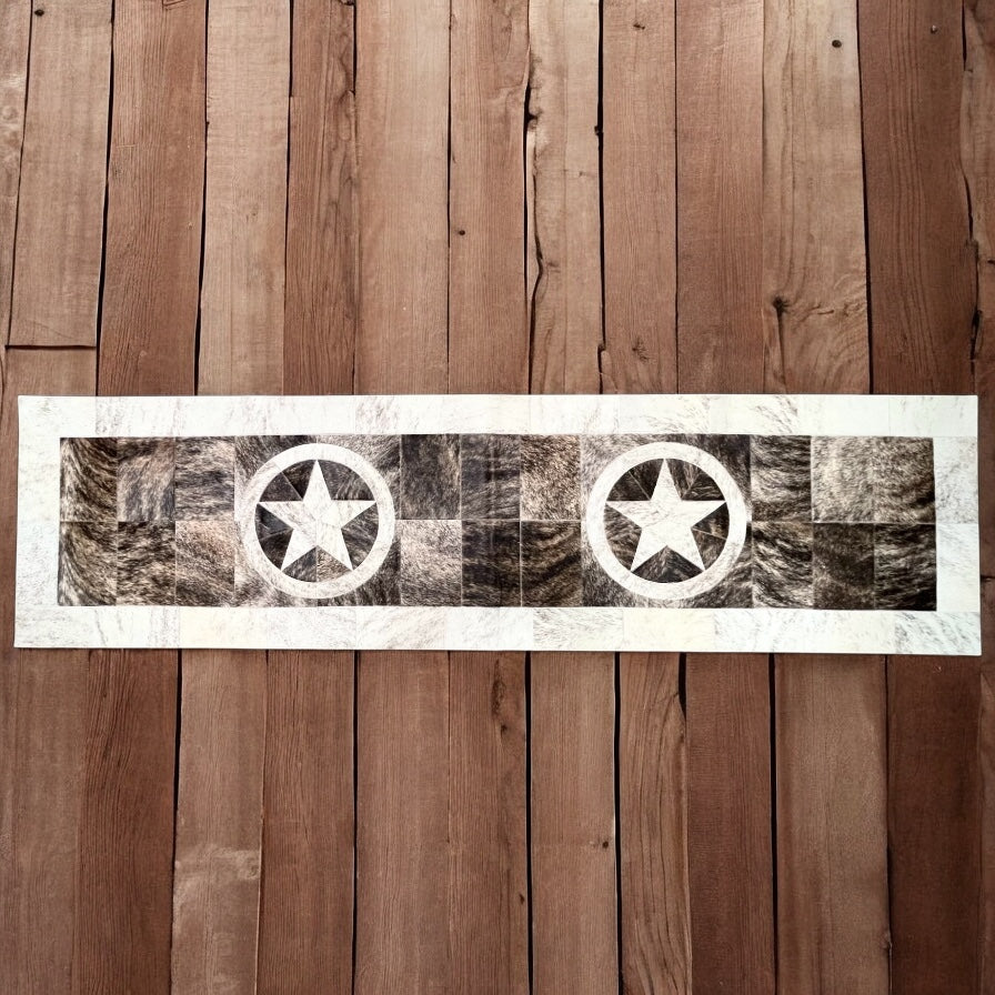 Stars cowhide patchwork runner rug 8x2’