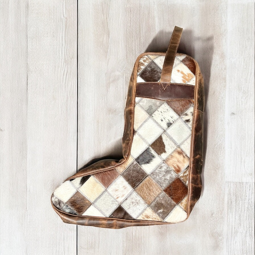 Patchwork cowhide boot cover