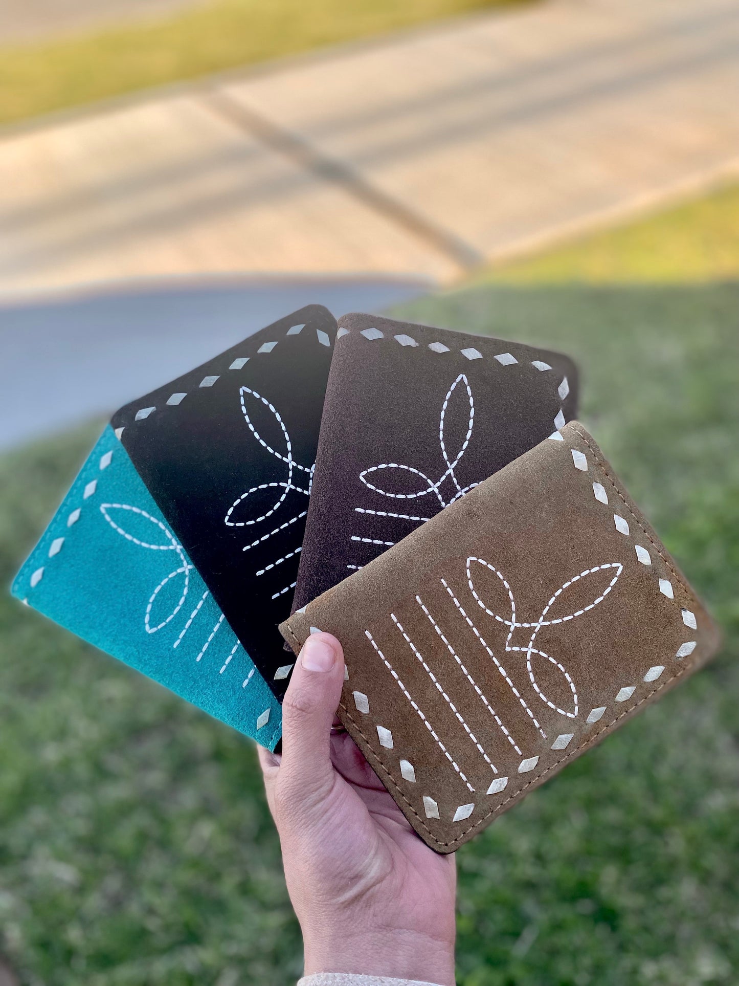Brown BootStitch Suede Leather Passport Cover