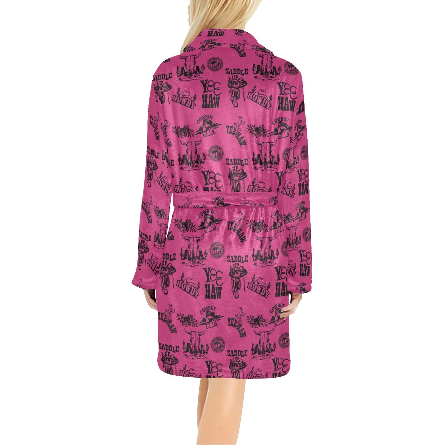 Pink Cowboy Print Western Bath Robe