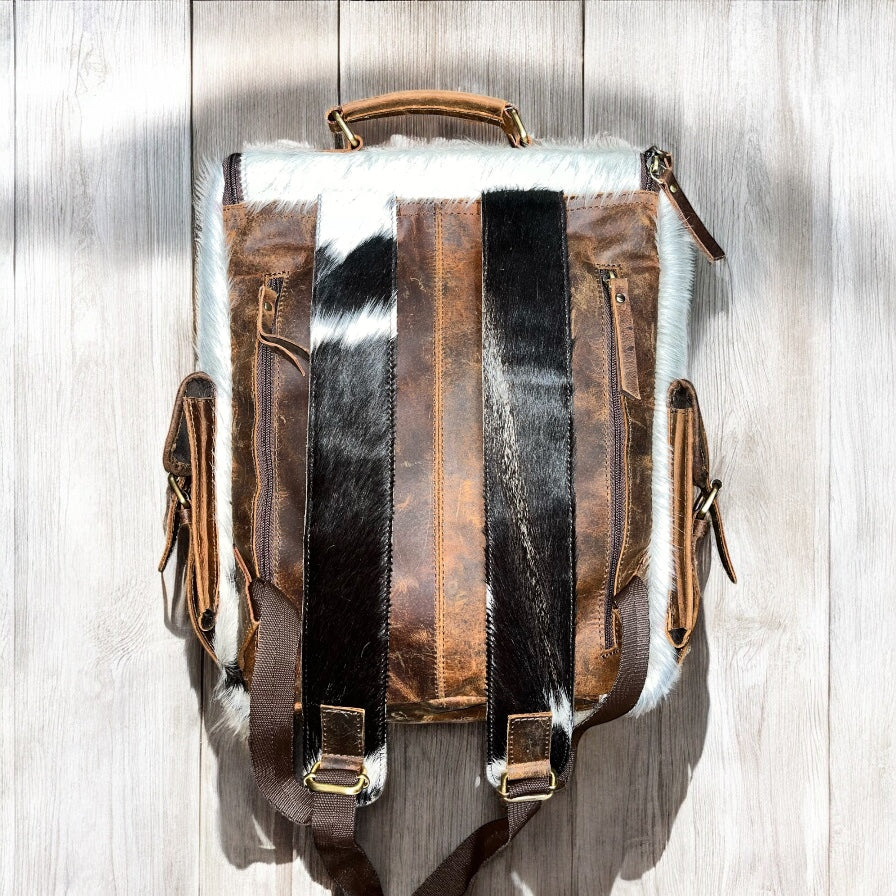 Cowhide rustic leather backpack