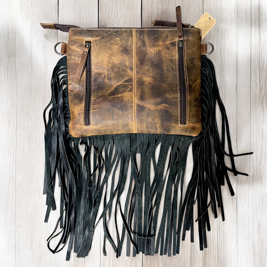 Cards tooled & cowhide crossbody bag