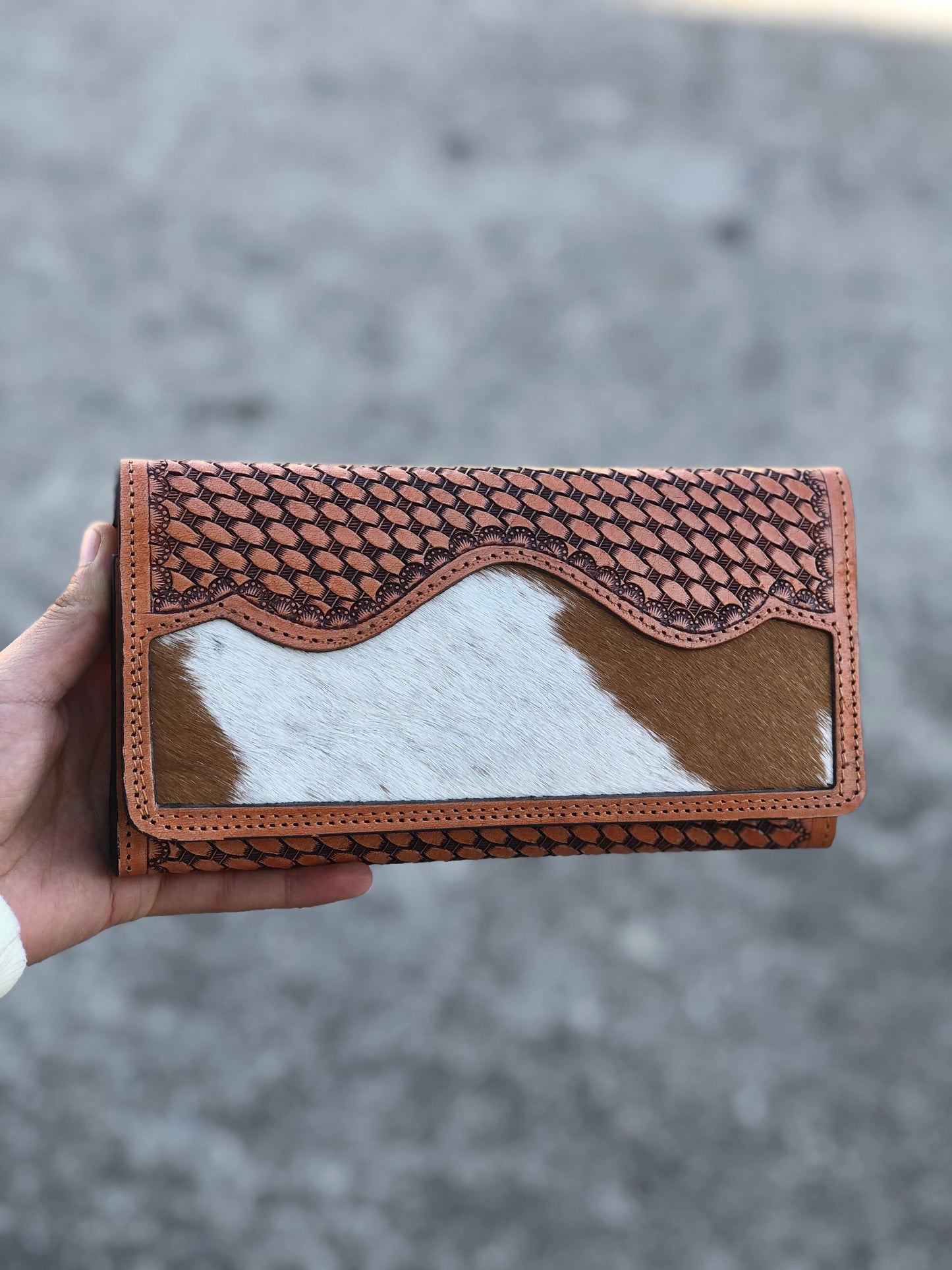 Cowhide Tooled Leather Women's Wallet