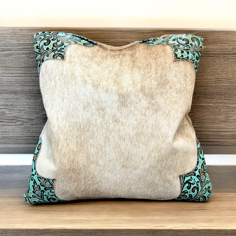 Cowhide & tooled pillow 16”