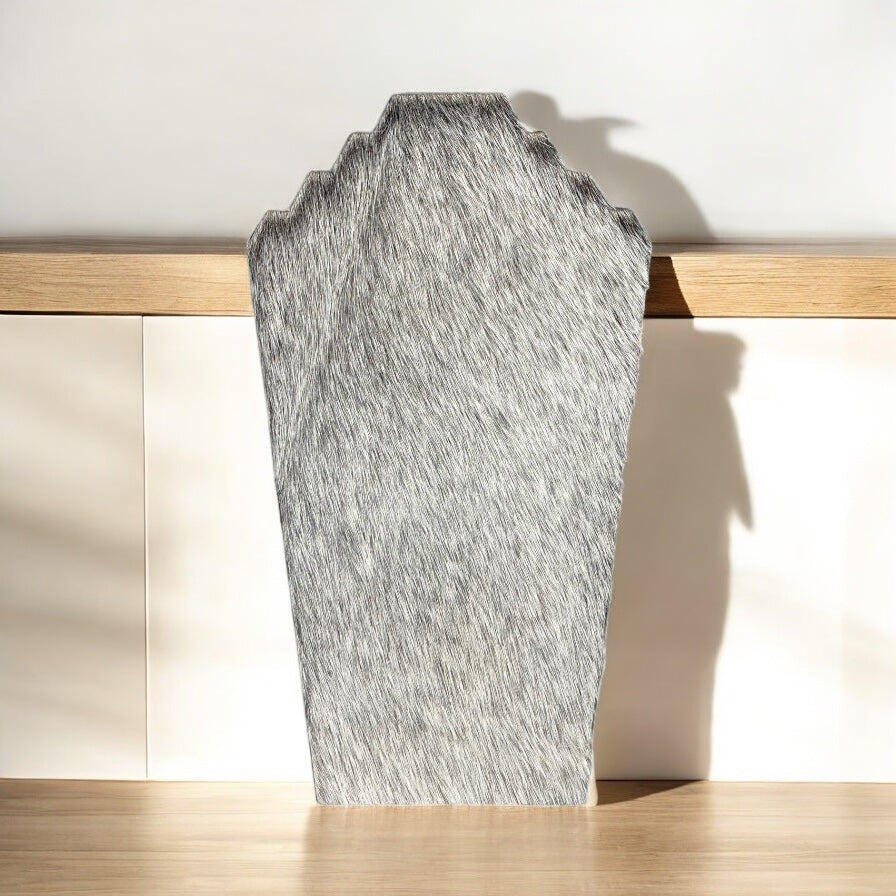 Deluxe gray cowhide necklace display