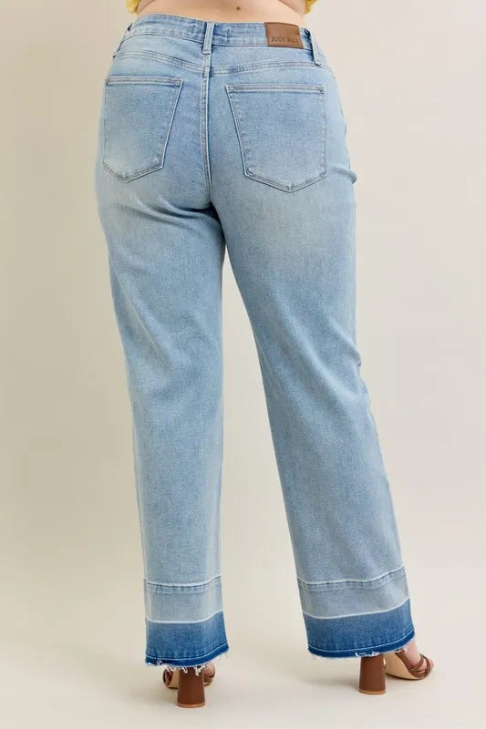 Judy Blue Plus Size Full Size Wide Leg Jeans with Released Hem