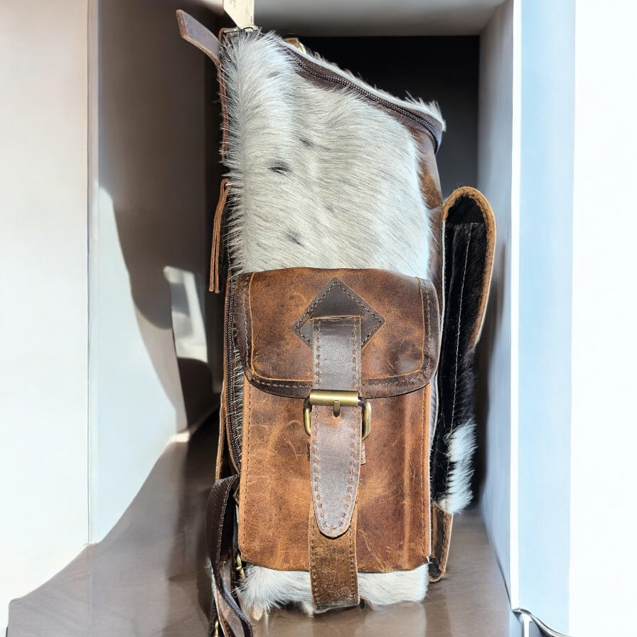 Cowhide rustic leather backpack