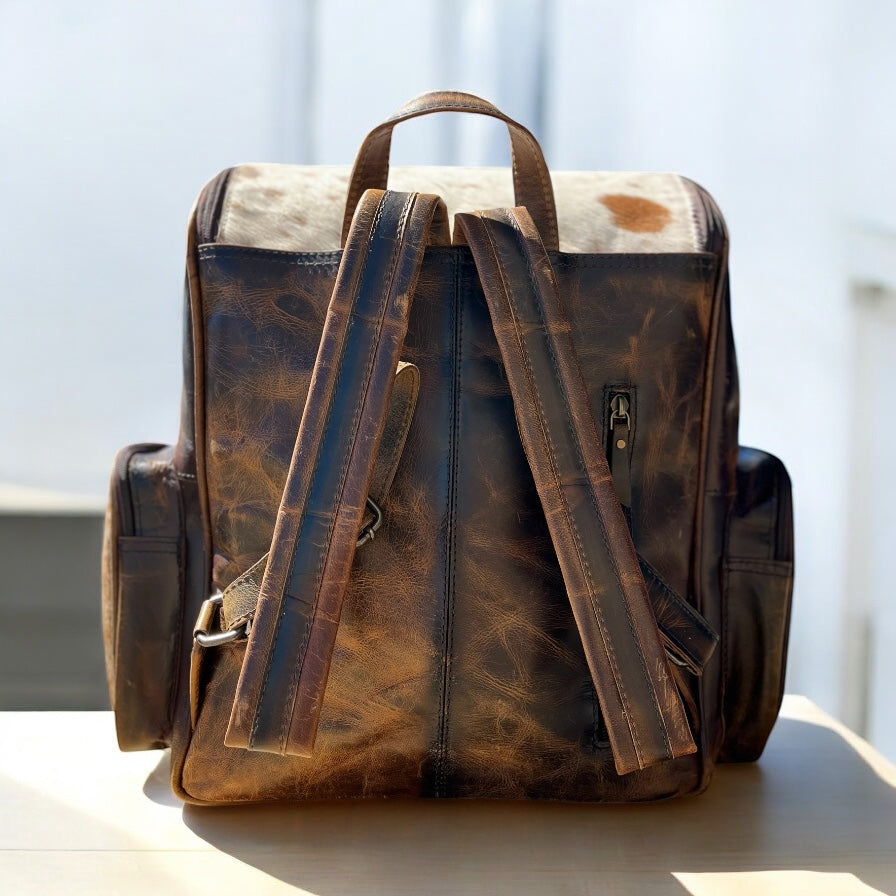 Cowhide leather backpack