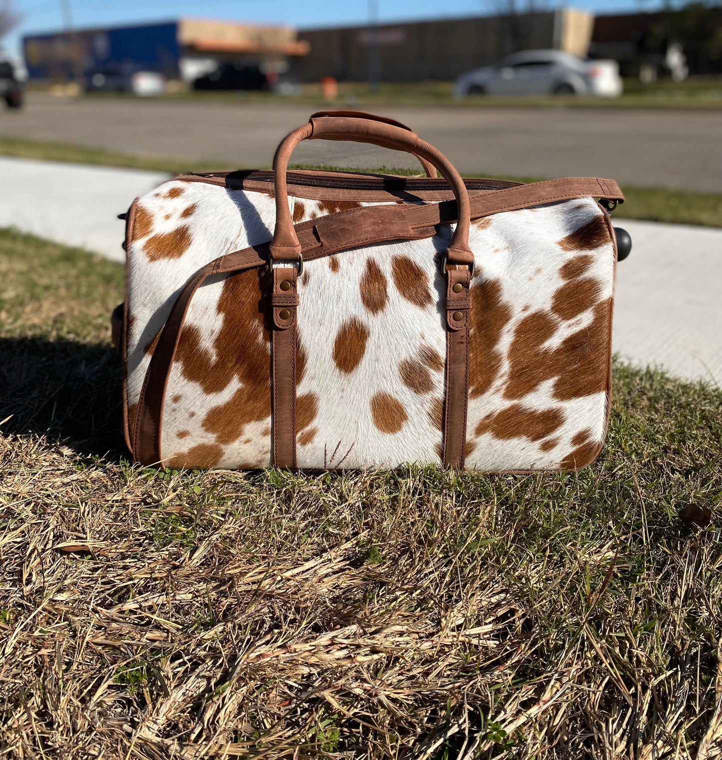 Cowhide & Leather Rolling Luggage Duffle