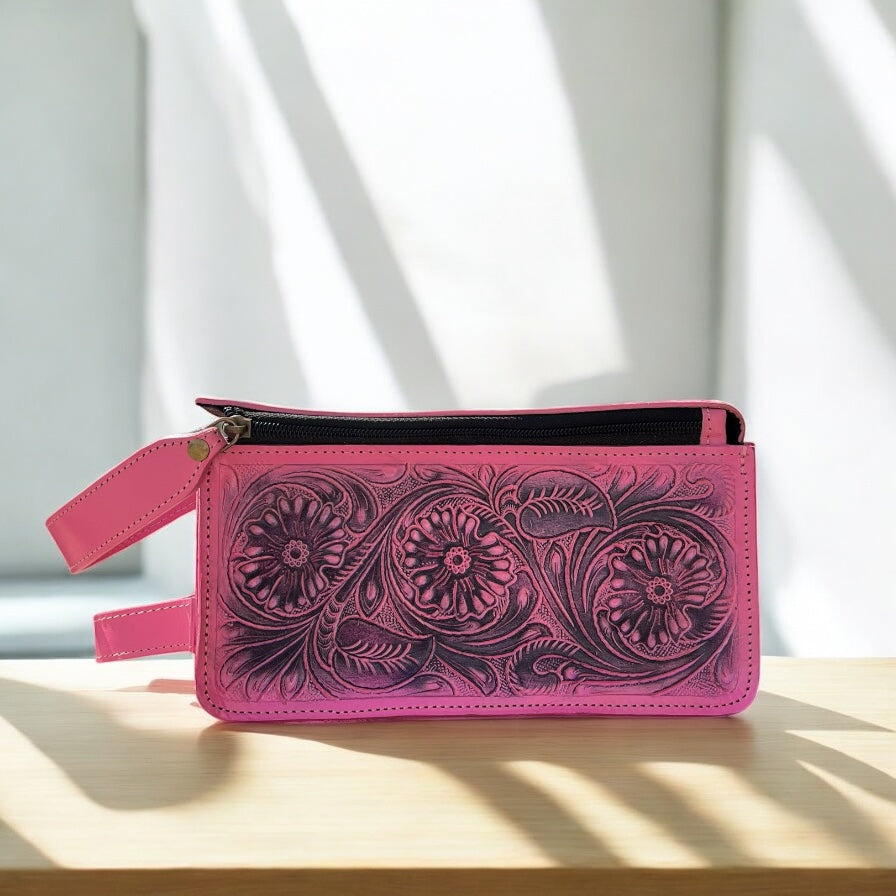 Rosa hand tooled toiletry bag