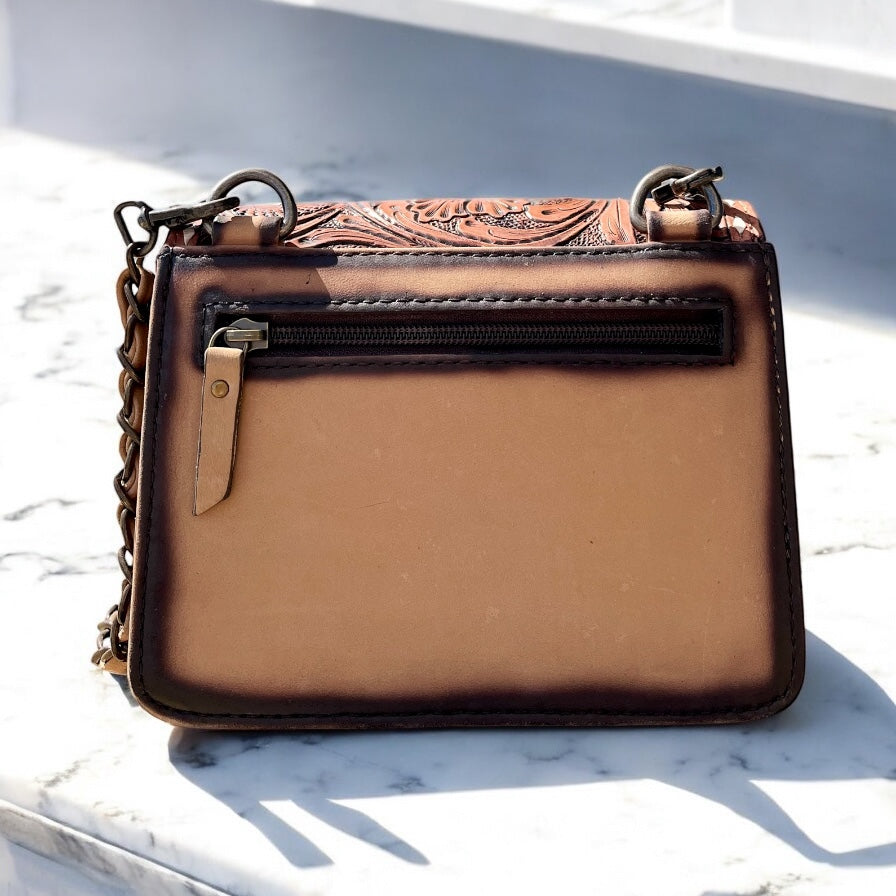 Leslie tooled leather crossbody bag